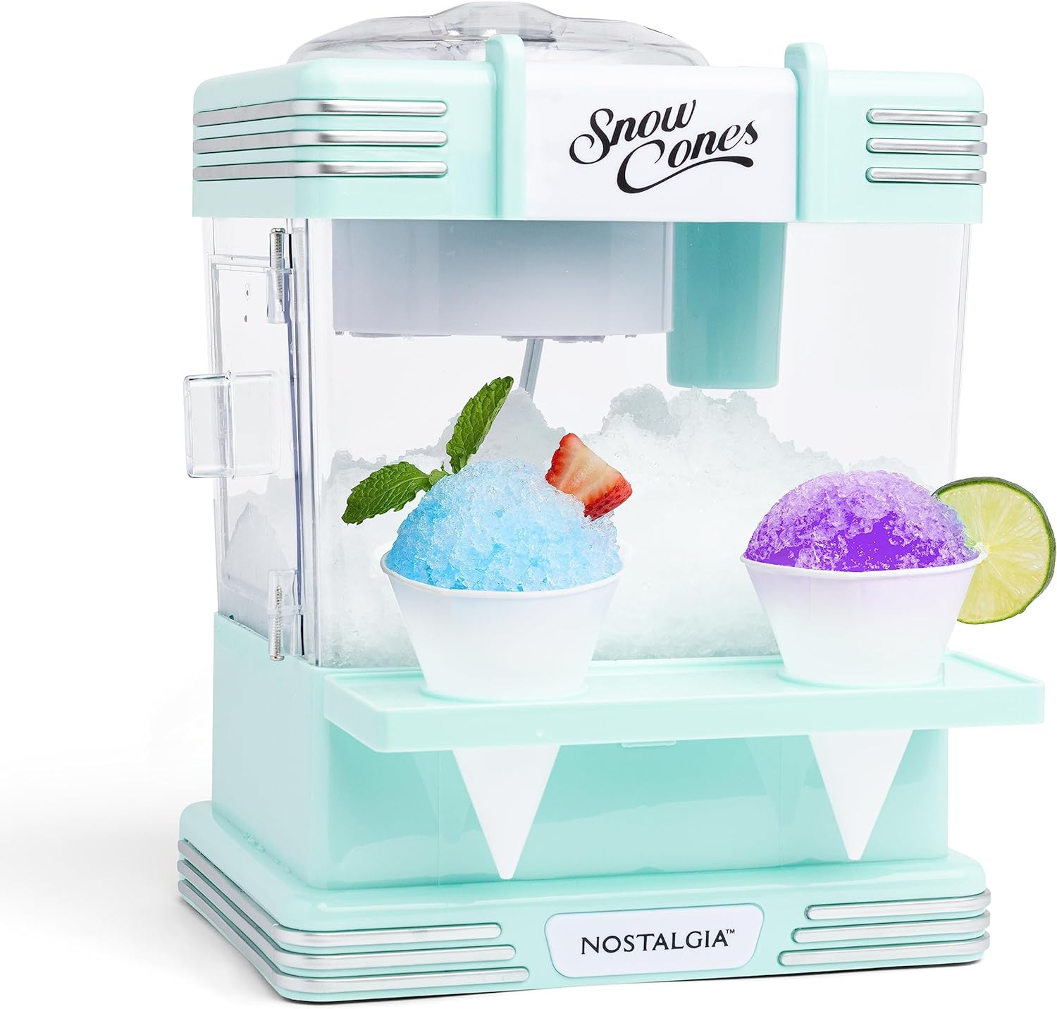Shaved Ice and Snow Cone Machine, Retro Table-Top Slushy Machine Makes 20 Treats