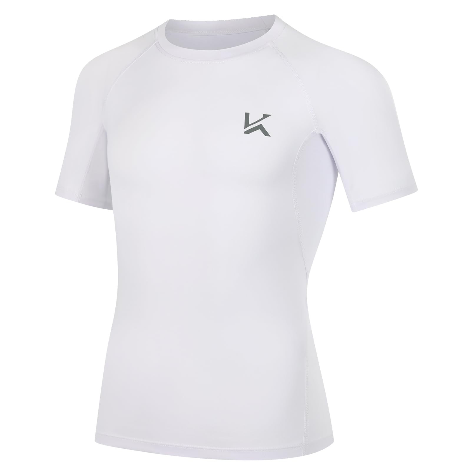 Konrunppy Boys Compression Shirts Short Sleeve Youth Kids X-Large, White