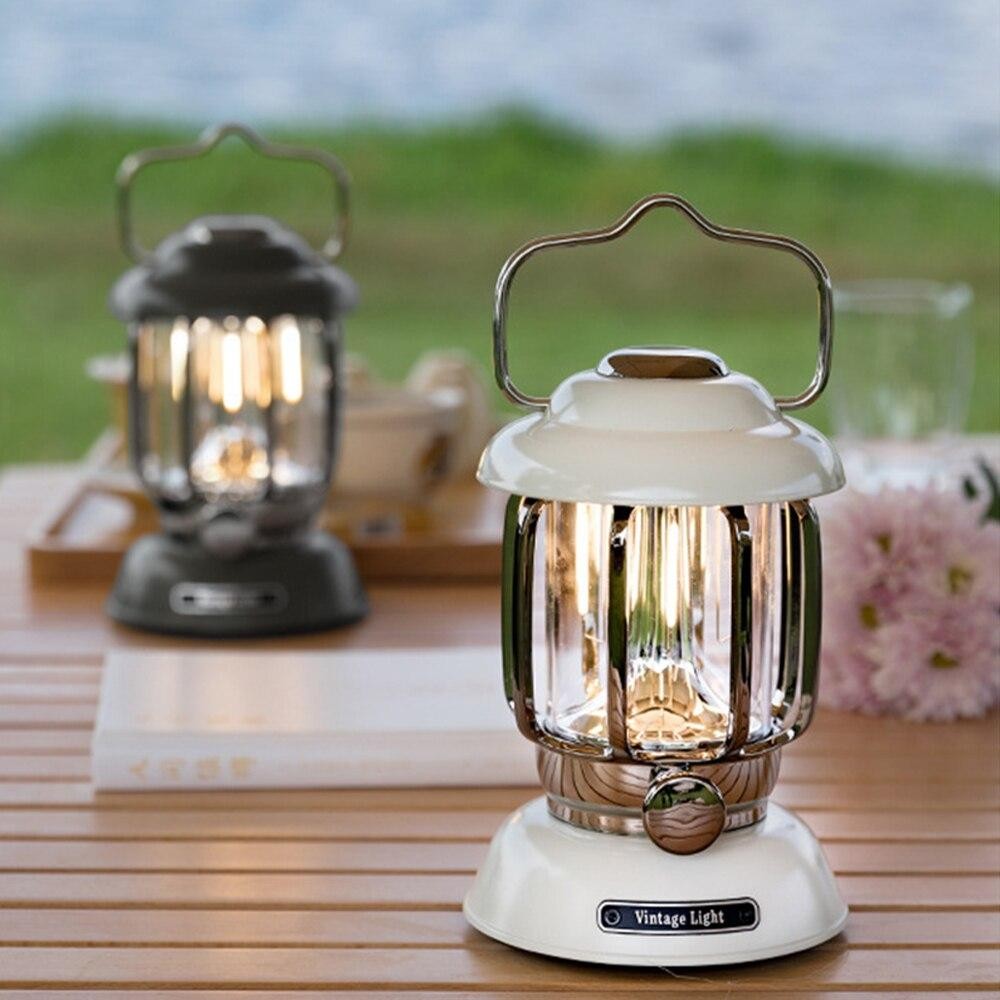 Outdoor Camping Lantern Portable USB Rechargeable Lamp Retro LED Light for Emerg