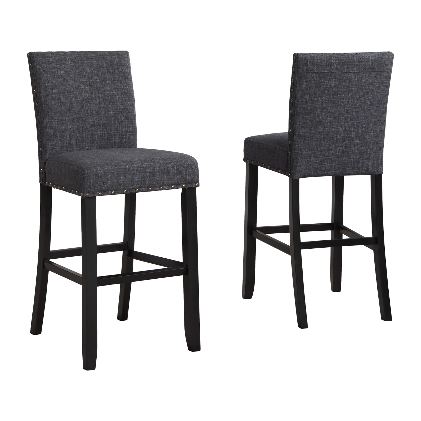 Roundhill Furniture PC164TA Biony Fabric Bar Stools with Nailhead Trim (Set of 2
