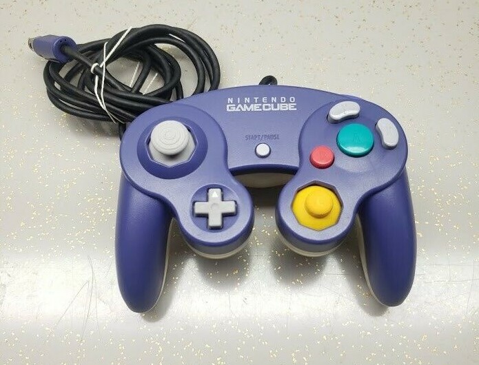 Excellent Official Nintendo GameCube Controller Indigo Purple & Clear Back Clean