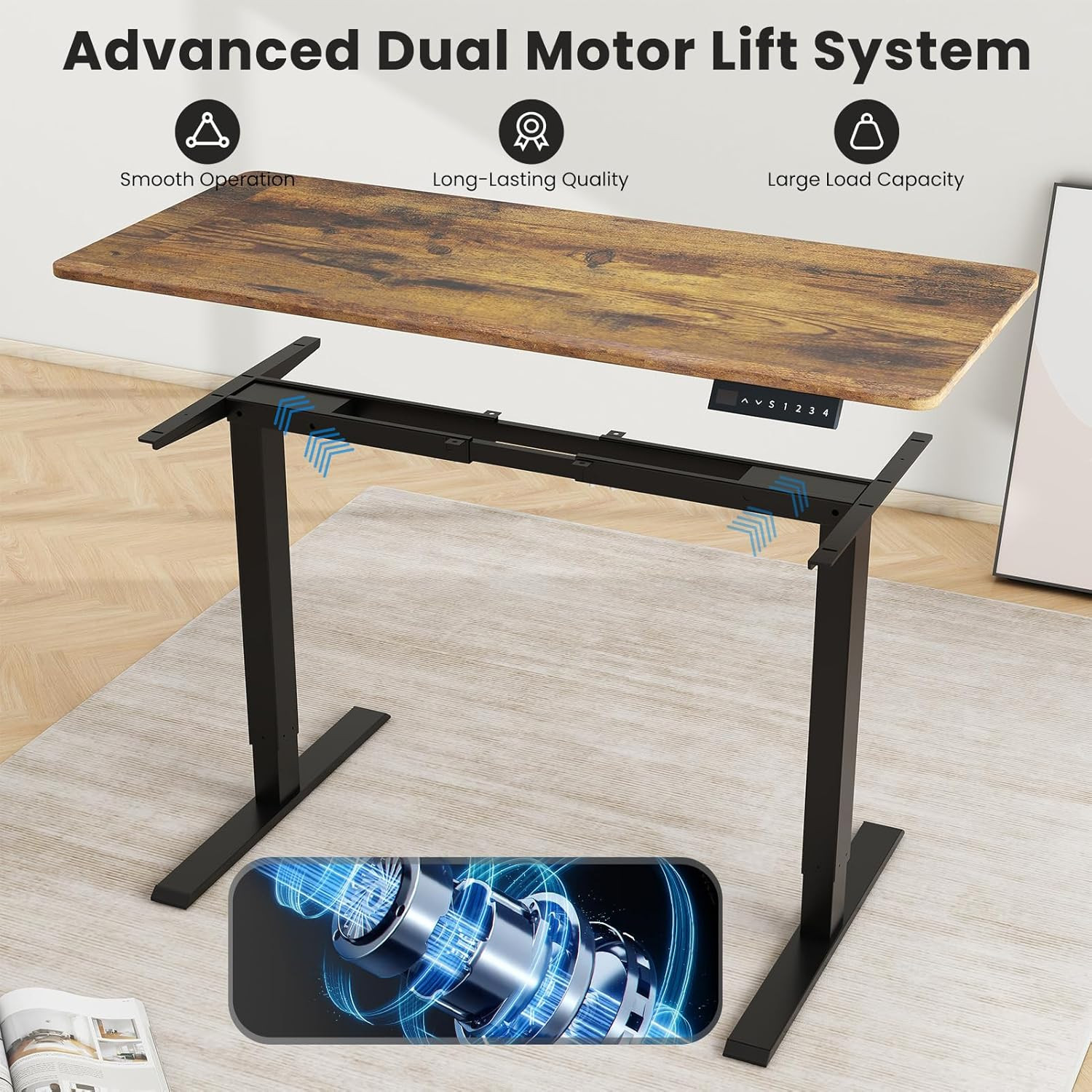 Height Adjustable Dual Motor Standing Desk Frame - 300 Lbs Capacity