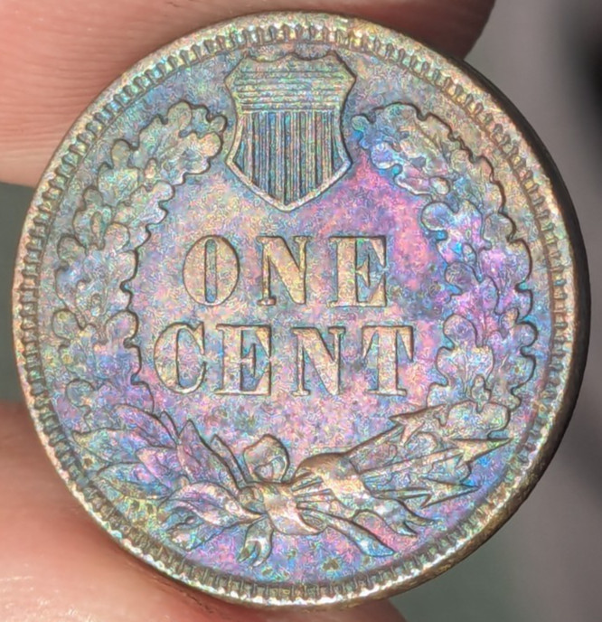 1881 Indian Head Cent Uncirculated Rainbow Colorful Toned