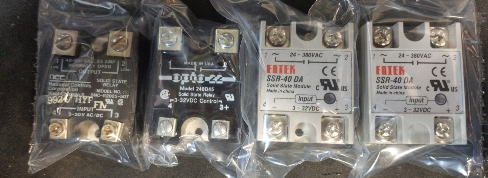 Assorted Solid State Relays (3 Brands) - Lot of 4, As Shown