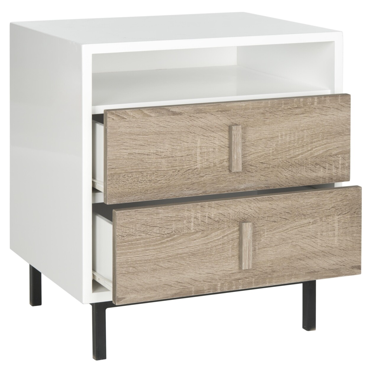 SAFAVIEH Kefton Mid-Century Scandinavian 2-Drawer Cabinet | White / Oak |