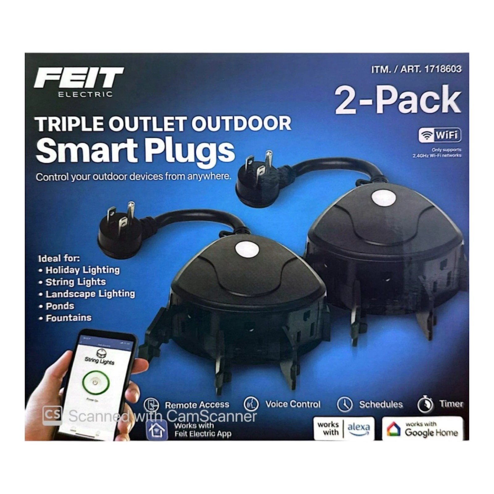 Feit Electric Triple Outlet Outdoor Smart Plugs – 2-Pack | Alexa & Google