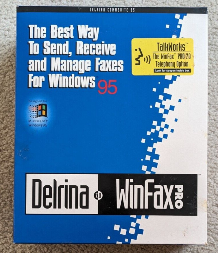Delrina WinFax Pro v7 w TalkWorks - CommSuite 1995 - New In Box Sealed