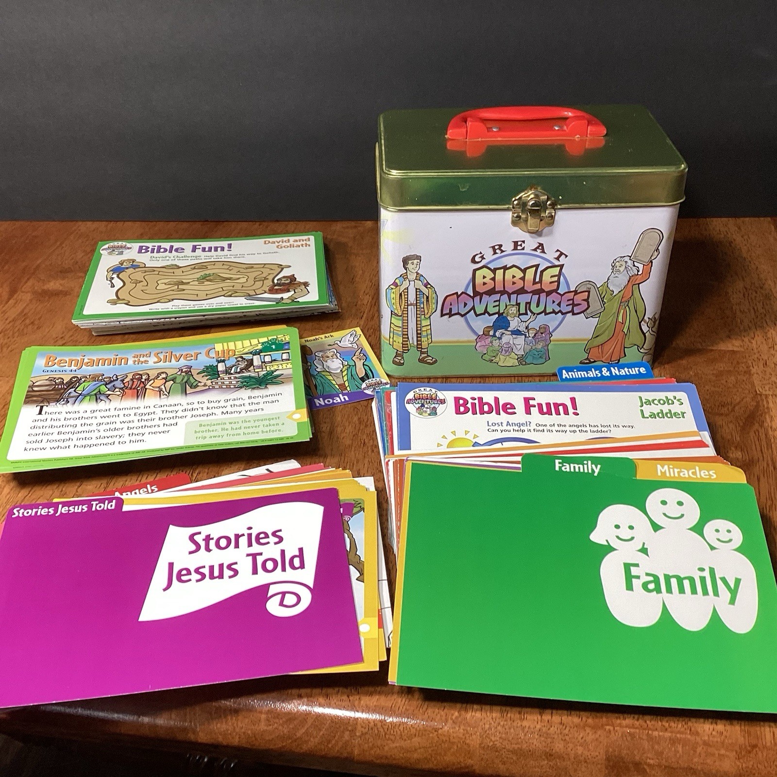 Great Bible Adventures Sunday School Activity Cards Stories Tin Box Cards 2002