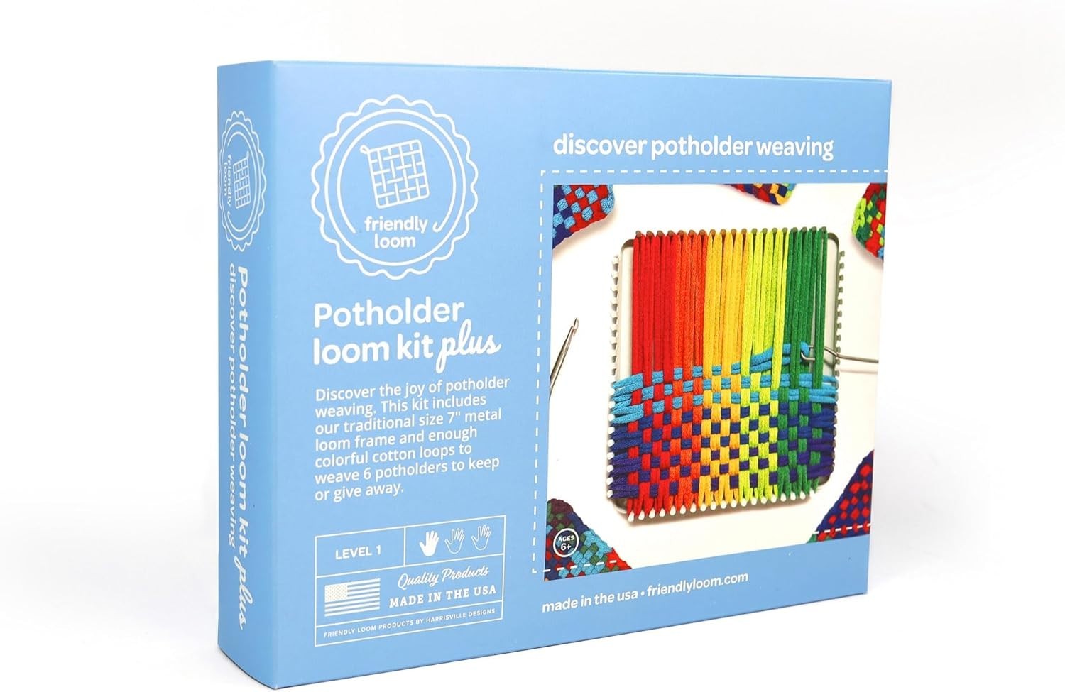 Friendly Loom 7” Potholder Weaving Kit - Create 6 Colorful Kitchen Essentials
