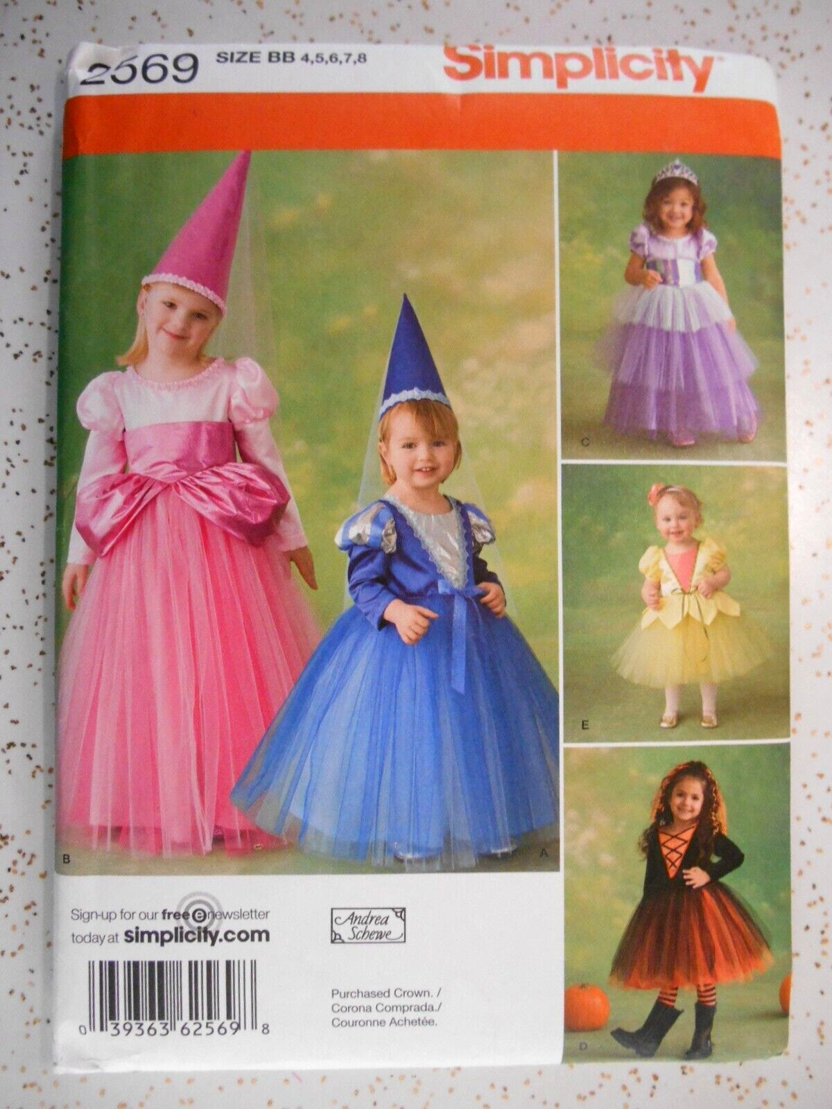 Simplicity Sewing Pattern 2569 Toddler Costumes Princess Fairy Tulle Skirt 4-8