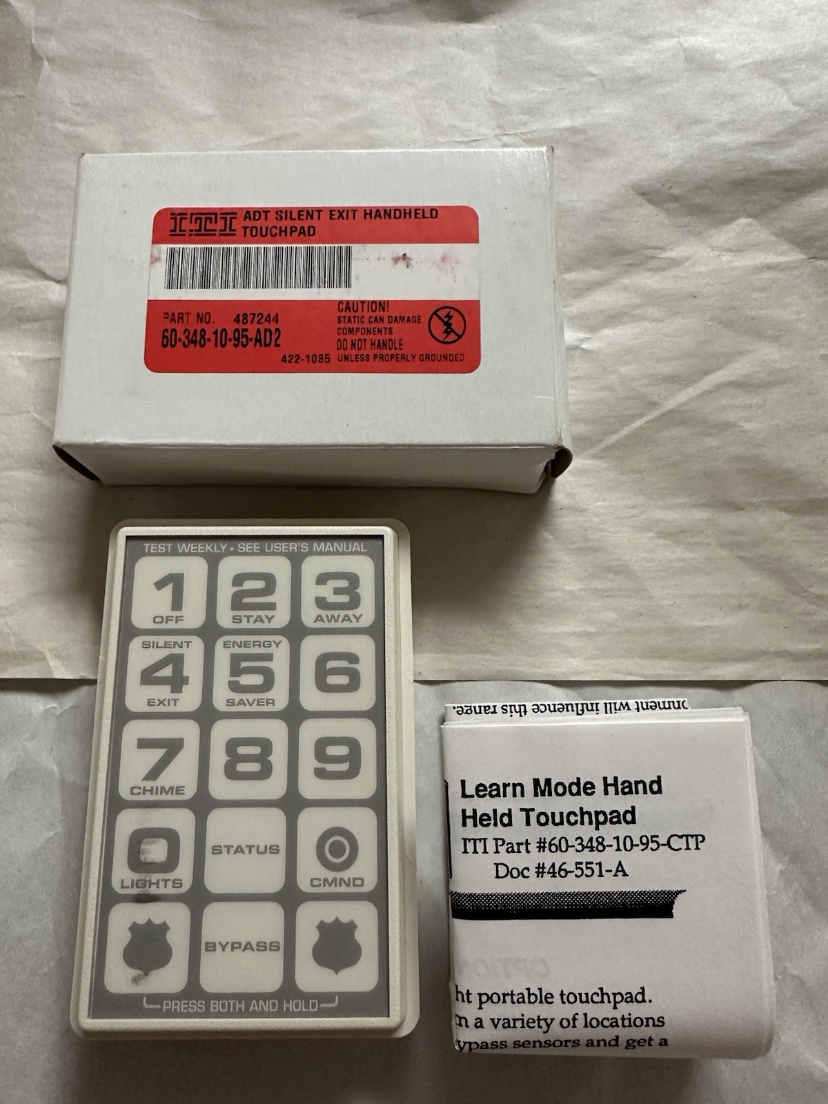 NEW ITI ADT Silent Exit Handheld Touchpad, Part No. 60-348-10-95-AD2