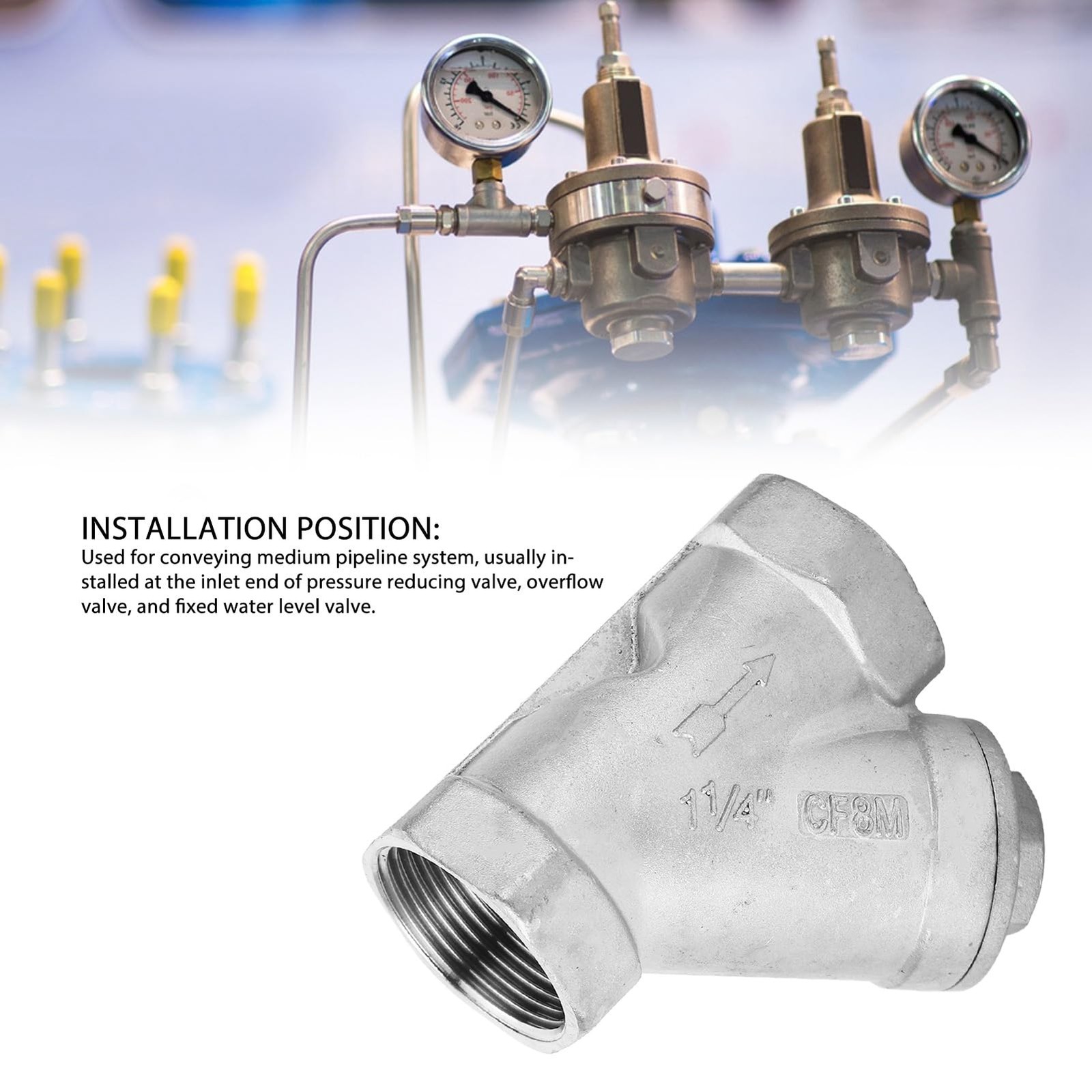 Strainer Filter Valve, 1-1/4 Inch DN32 Female Thread Y Shaped Mesh Filter Val...