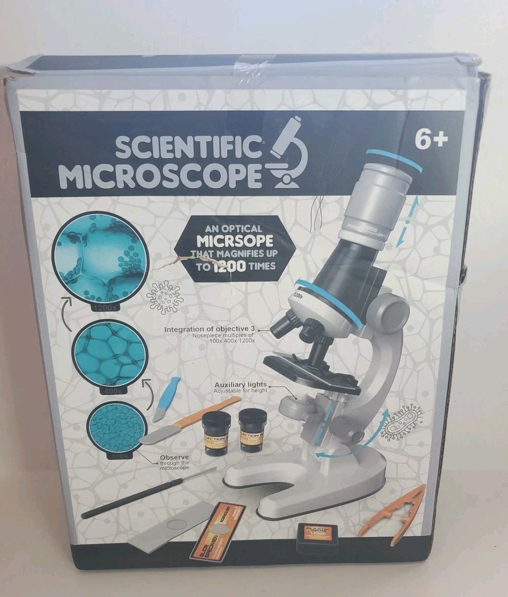 Microscope for Kids & Beginners: 100x, 400x, 1200x Magnification -Toy Microscop