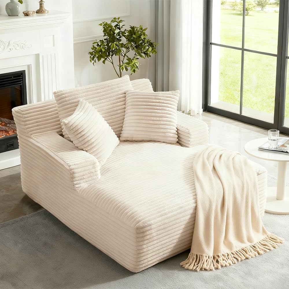 50" Oversized Chaise Loun Sofa Chair Indoor, Bonel Sleeper Bed Small