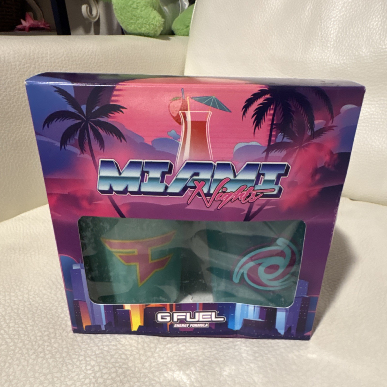 G FUEL Miami Nights Energy Formula Box with Miami  faze shaker & FREE Hornets sh