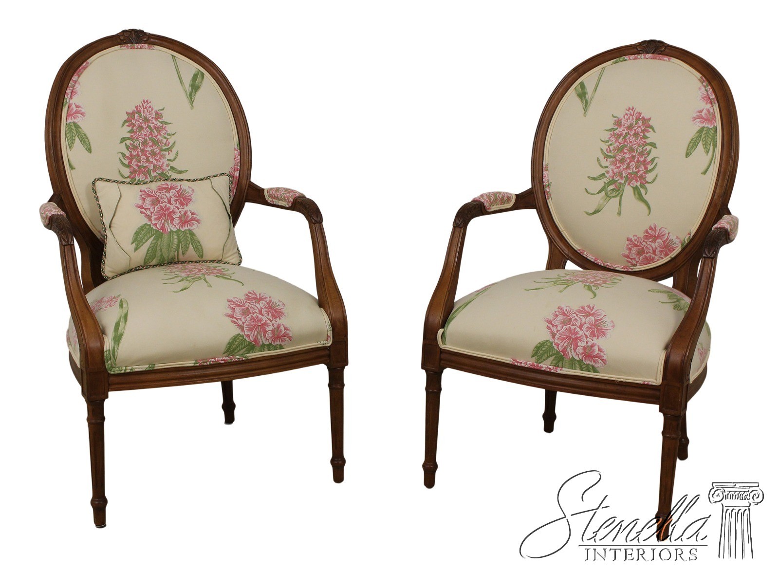 56946: Pair CENTURY Oversized French Style Upholstered Armchairs