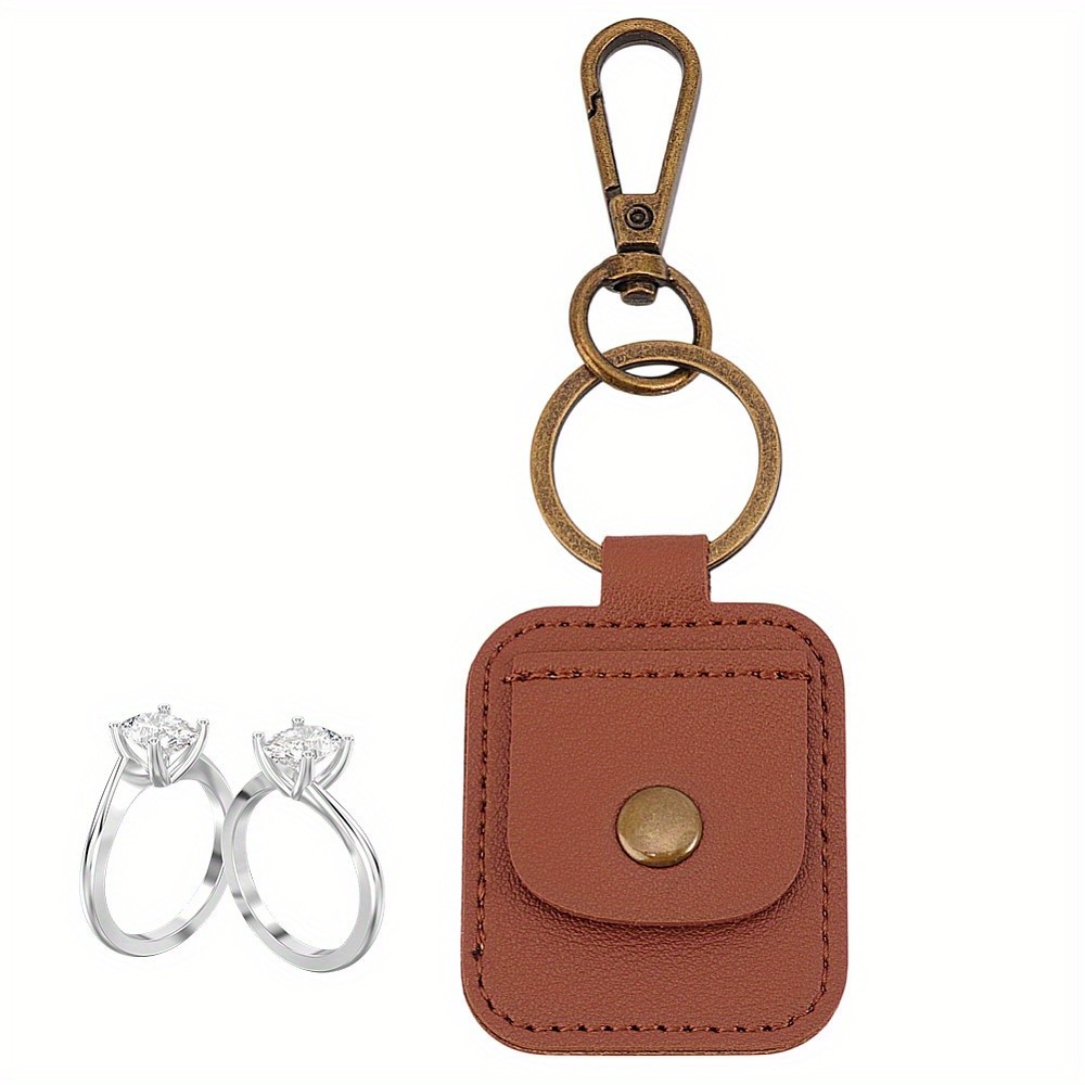 1set 2pcs PU Leather Ring Holder Keychain tion with Iron Findings for Wedding