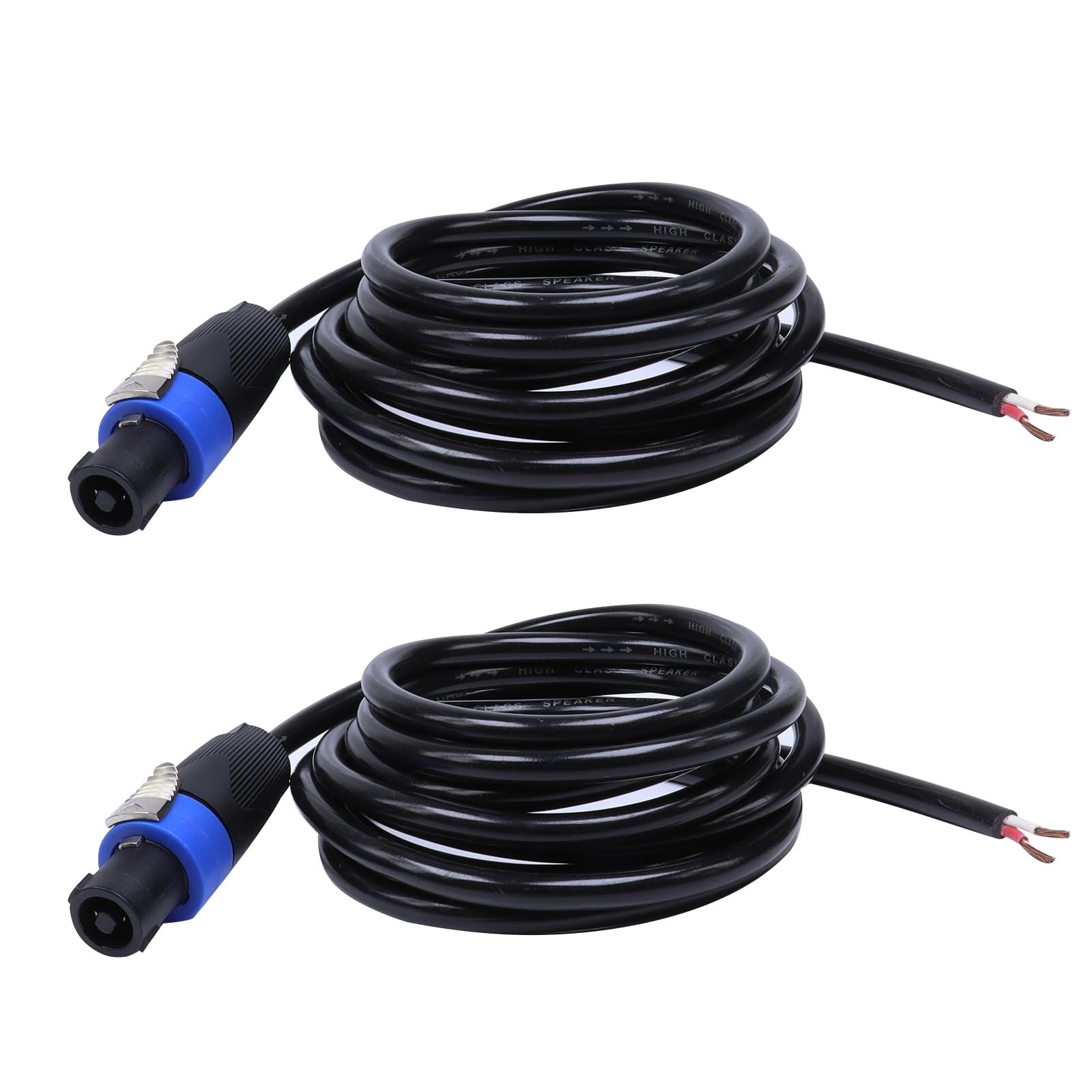 HBU Speakon Cable to Bare Wire - 10 Feet Open End with Twist Lock - 2-Packs |...