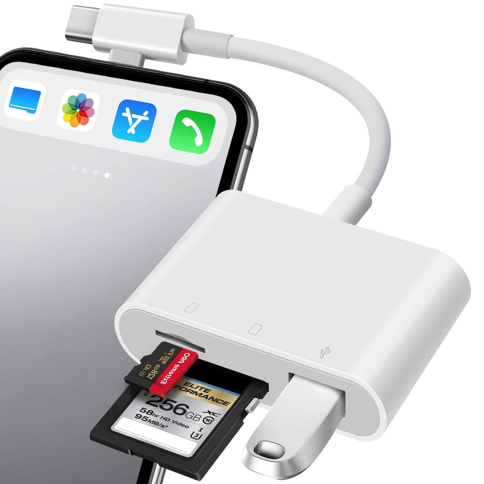 OPxjzws SD Card Reader for iPhone, Adapter with Lightening & USB C...