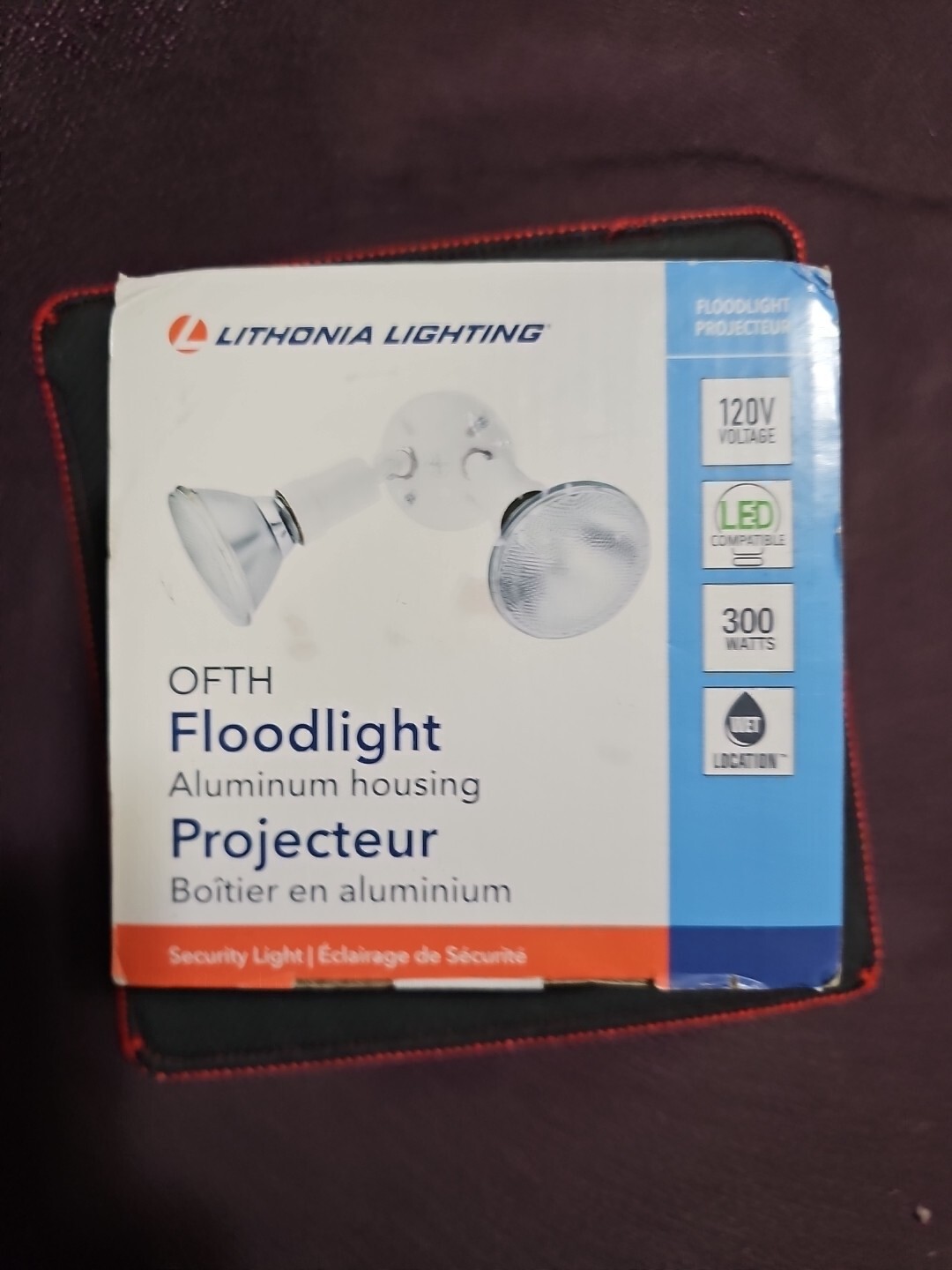 Lithonia Lighting OFTH 300PR 120 WH M12  2-Lamp Outdoor White Flood Light
