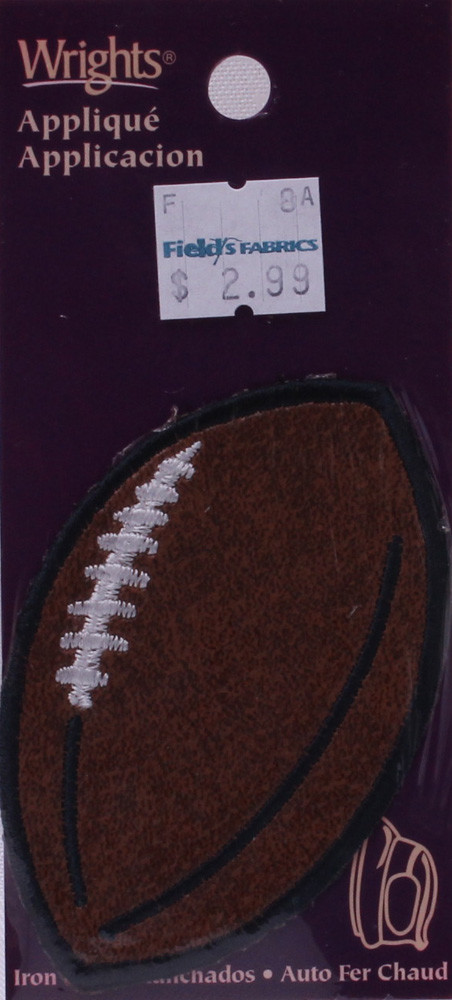 Wrights Football Sports Iron On Applique Badge Appliques 2W x 3.375H M211.11