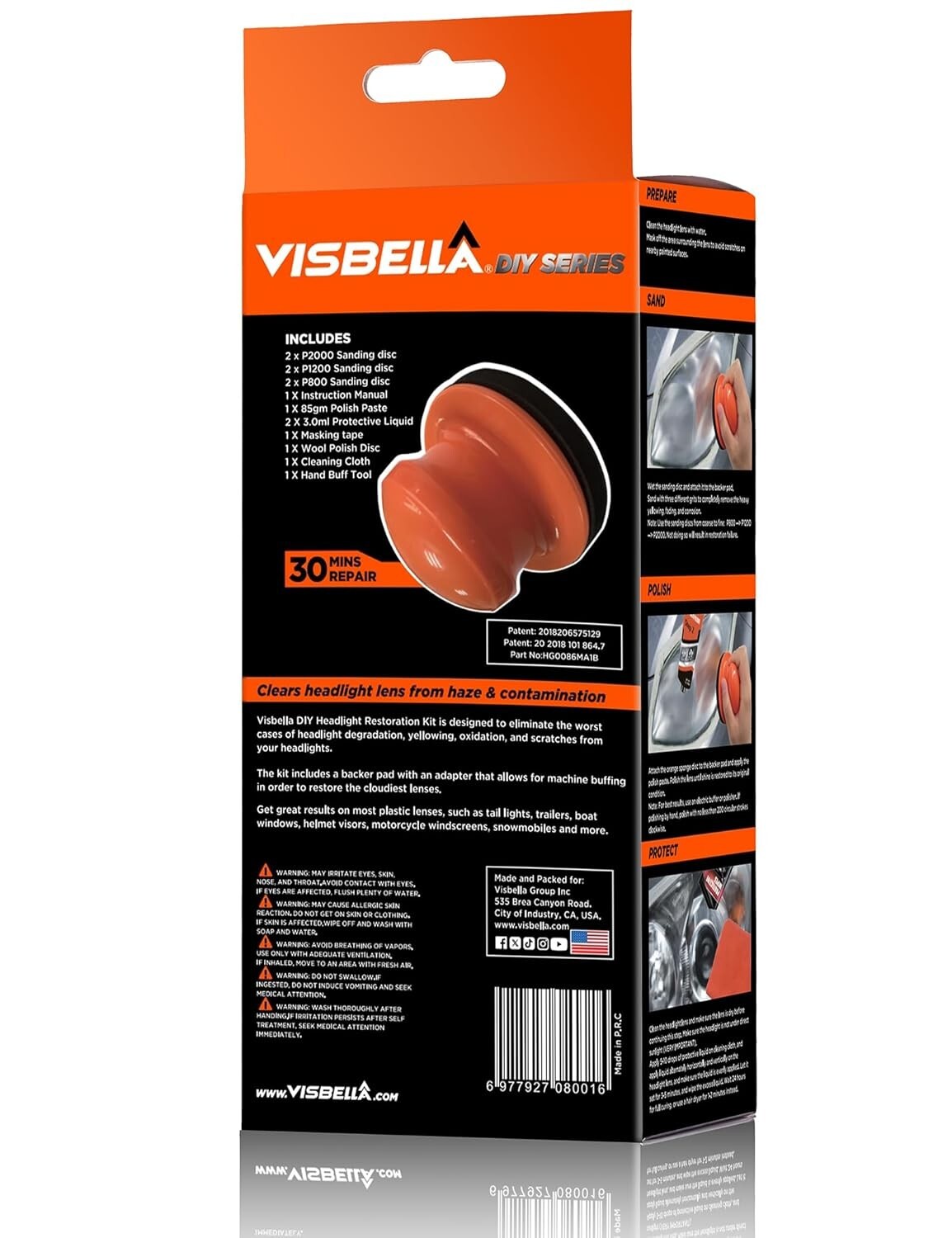 Headlight Restoration kit for Hand buffing VISBELLA