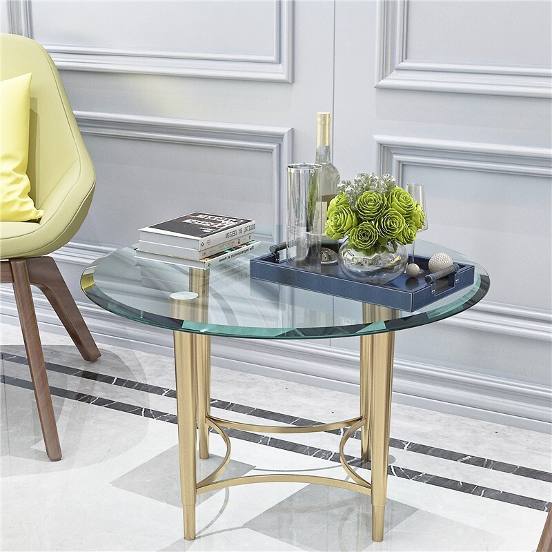 28" Clear Round Glass Table Top Beveled Polished Edge 2/5" Thick Tempered Glass