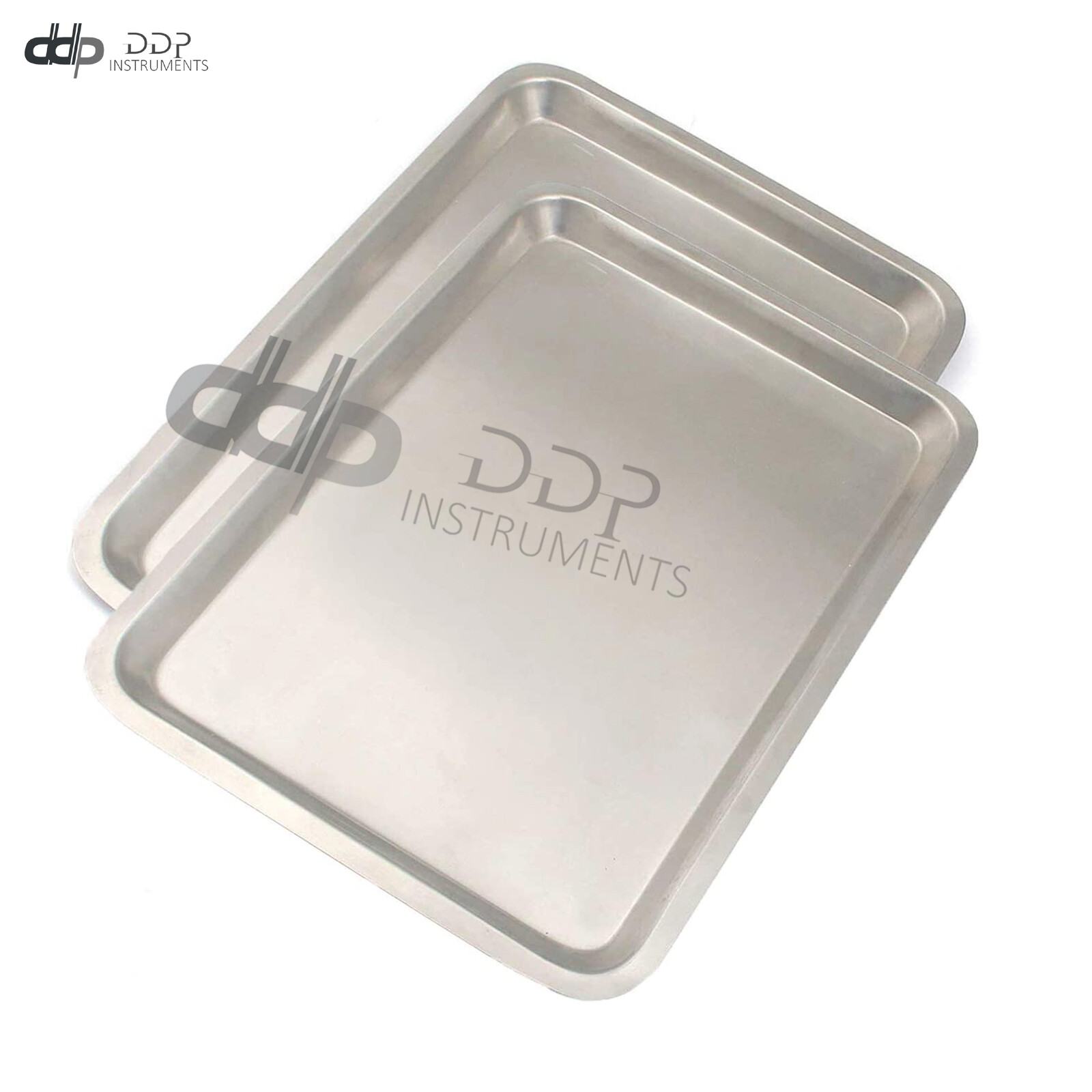 2 Pcs Instrument Trays Flat Stainless Steel 13" X 9.5" Body Piercing, Serving