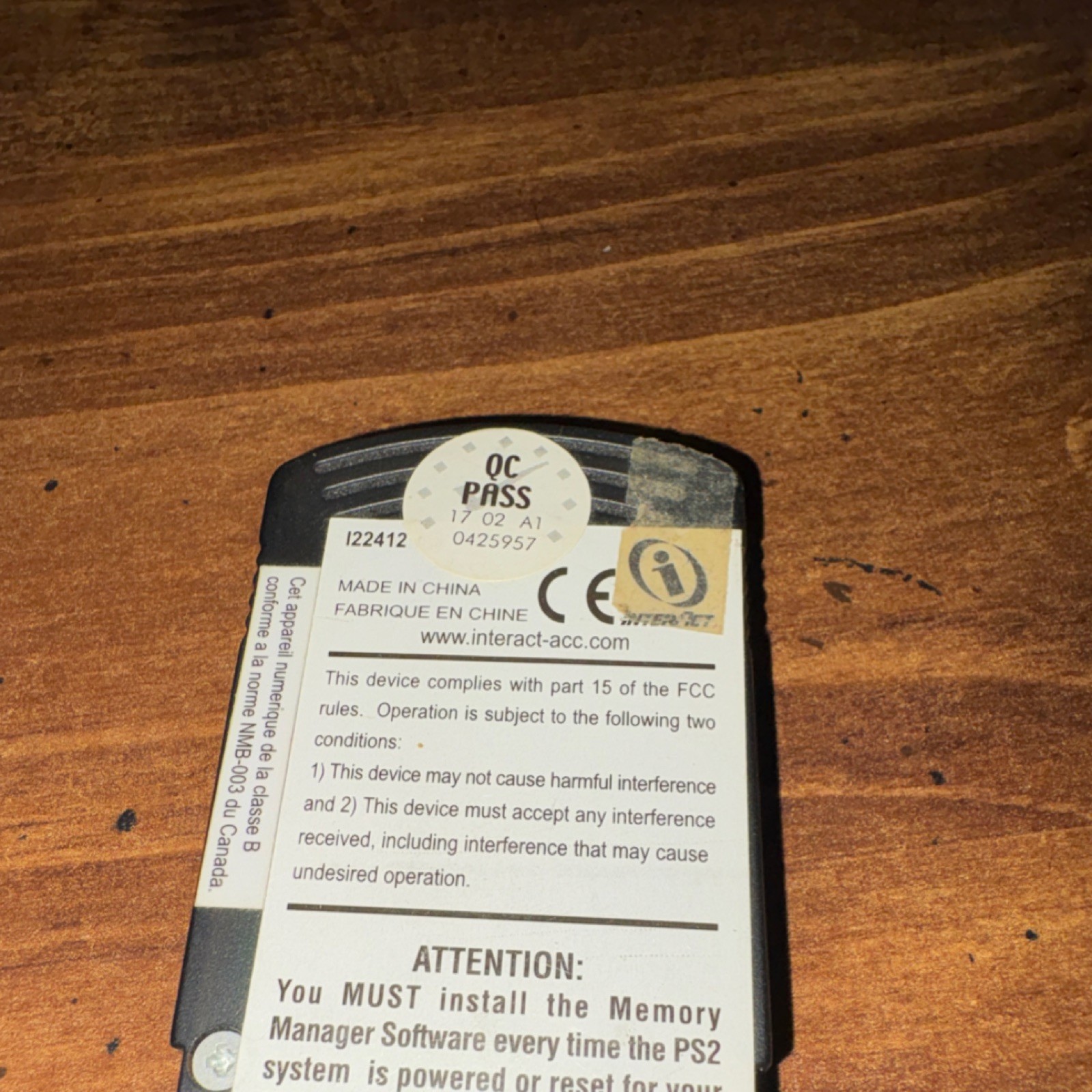 Interact Memory Card Black Clear for Sony PlayStation 2 Model I22412
