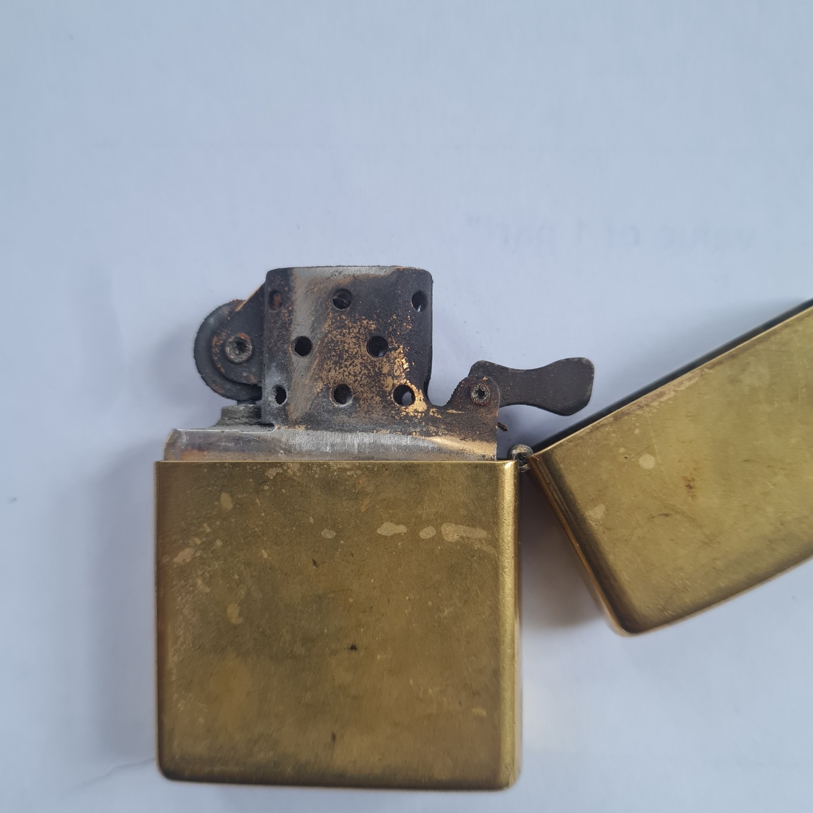 Zippo Solid Brass Lighter Used Brass Finish Classic Collectible