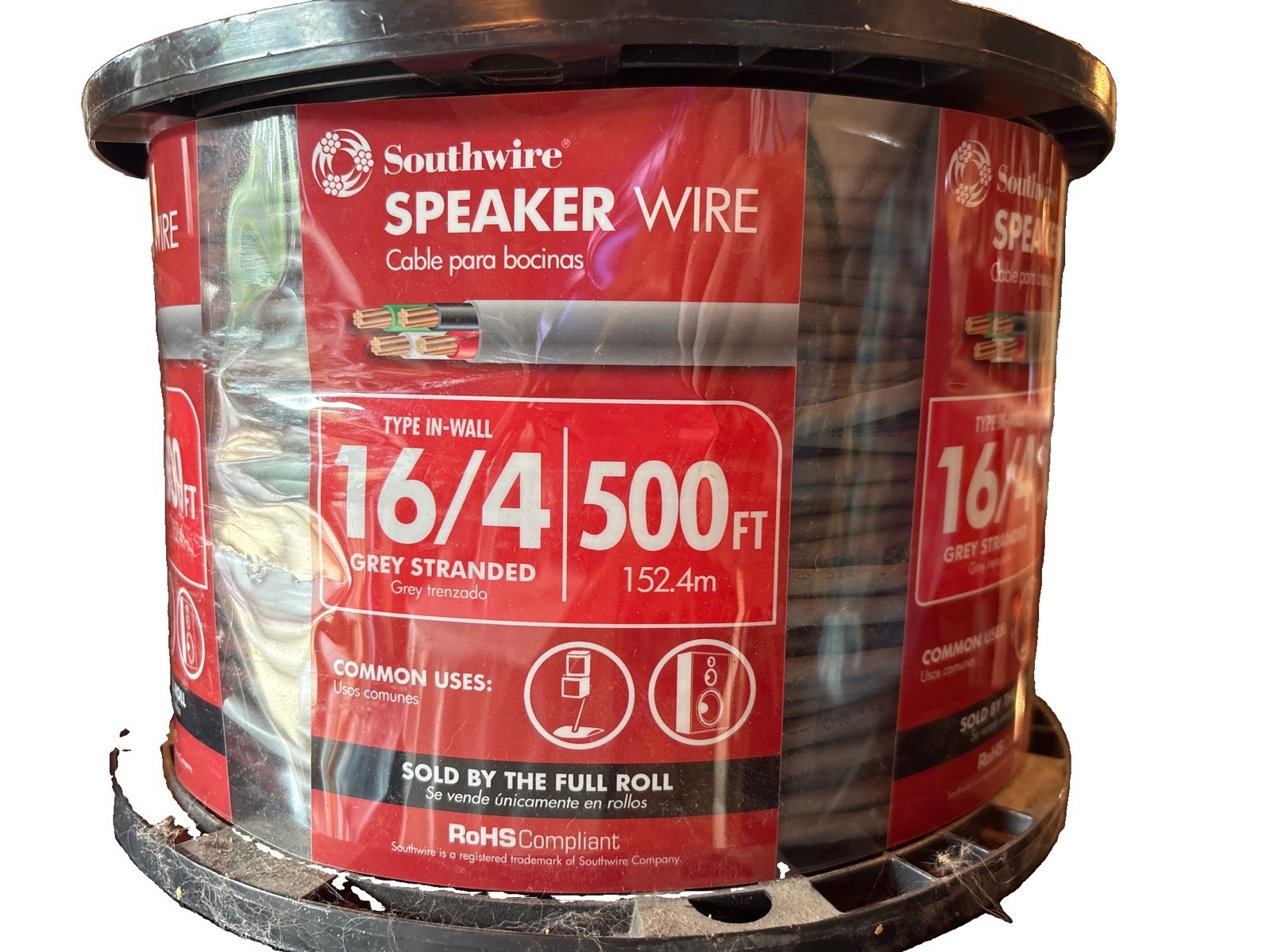 Southwire 500 ft. 16/4 Grey Stranded CU In-Wall CMR/CL3R Speaker Wire