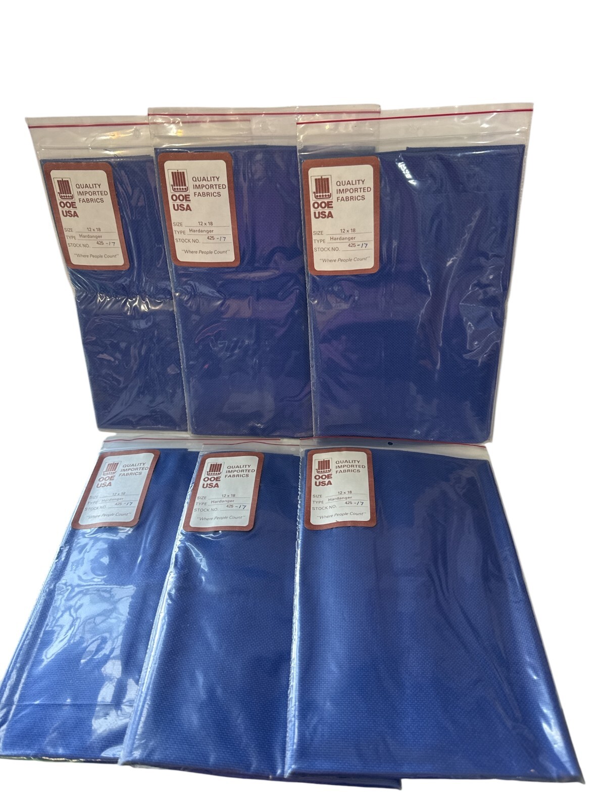 6 NEW Old Stock OOE Quality Imported Fabrics Blue 12" x 18" Hardanger 425-17