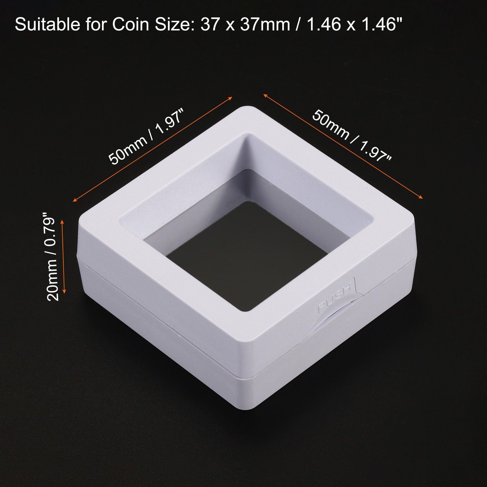 2" x 2" 3D Floating Display Case, 8pcs with Base Stand, White