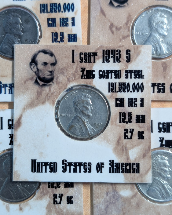 1943 S Lincoln Wheat Cent • Steel Penny •  1 (One) coin