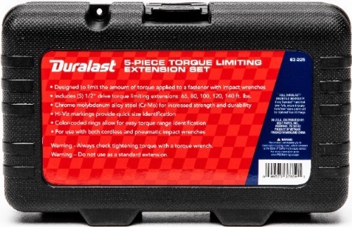 Duralast 1/2" Set DR * 5pc Torque Limiting Extension 63-225