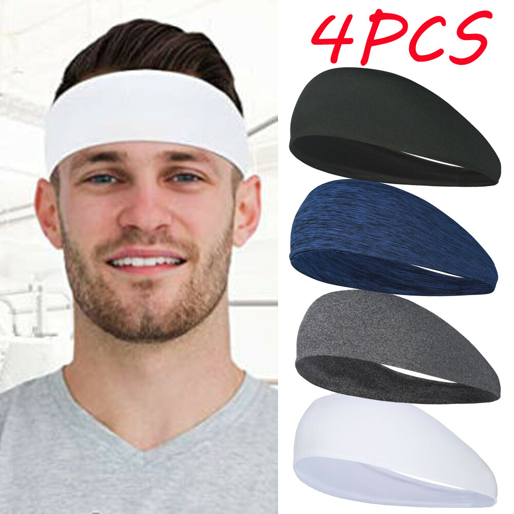 4x Running Headbands for Men Women Sweatbands Sports Sweat Bands Workout Fitness