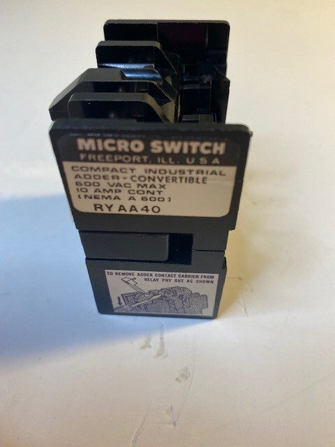 MICRO SWITCH HONEYWELL RYAA40 INDUSTRIAL CONTROL RELAY POLE ADDER *NEW*