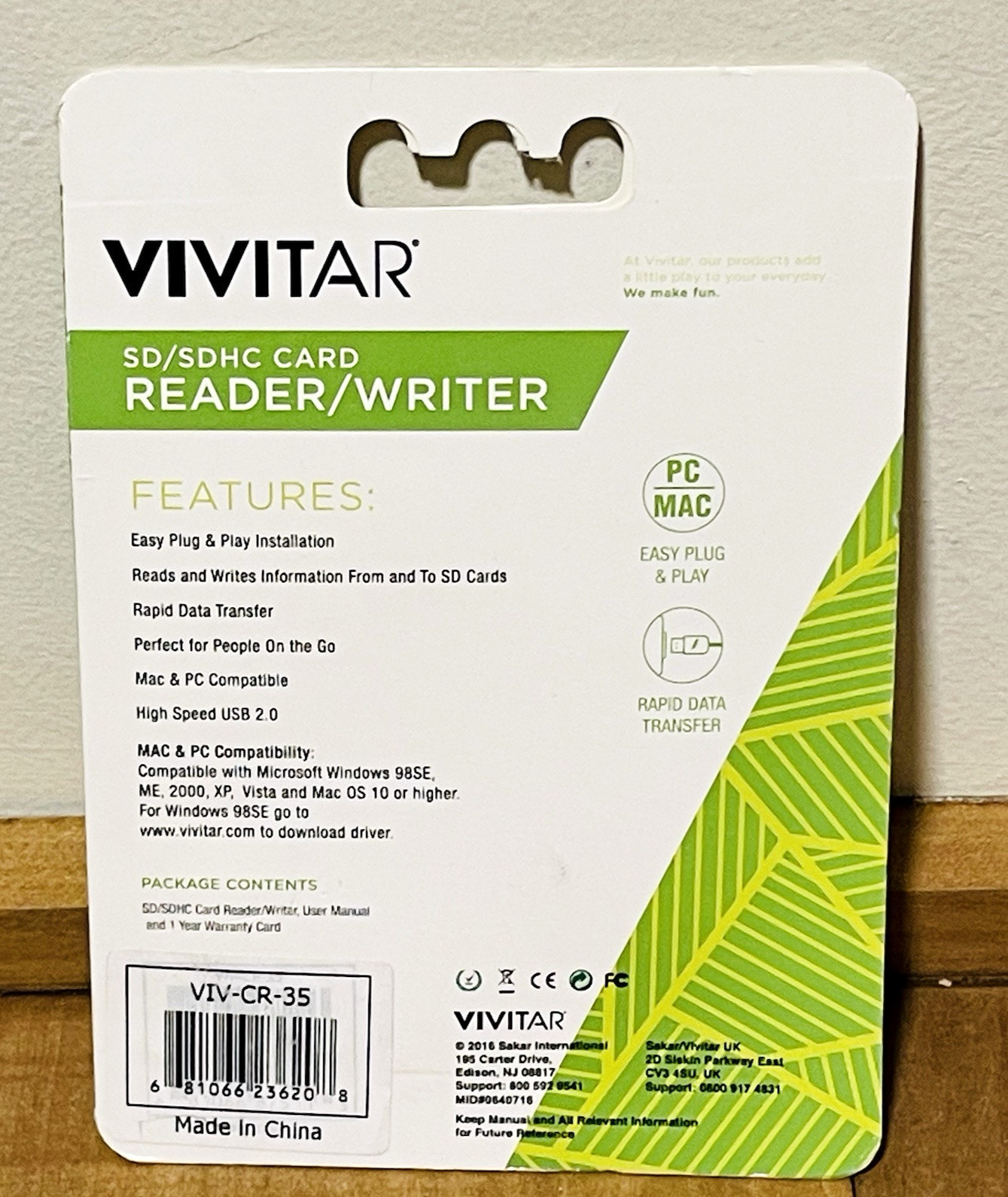 Vivitar Reader Writer SD/SDHC Card Back Up Transfer Copy PC MAC NEW