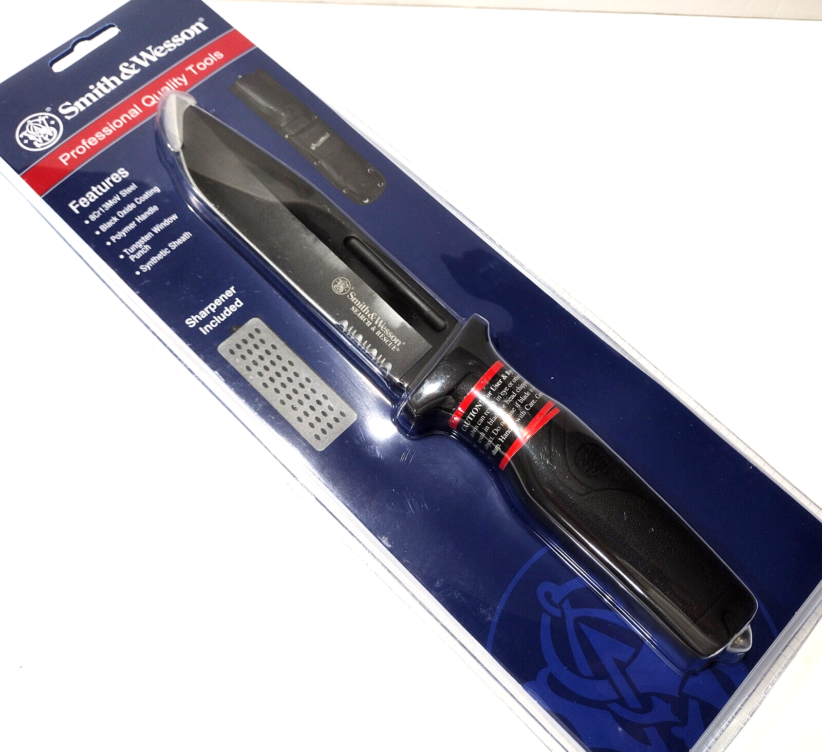 Smith & Wesson Glass Breaker Sharpening Stone Search & Rescue Fixed Blade Knife