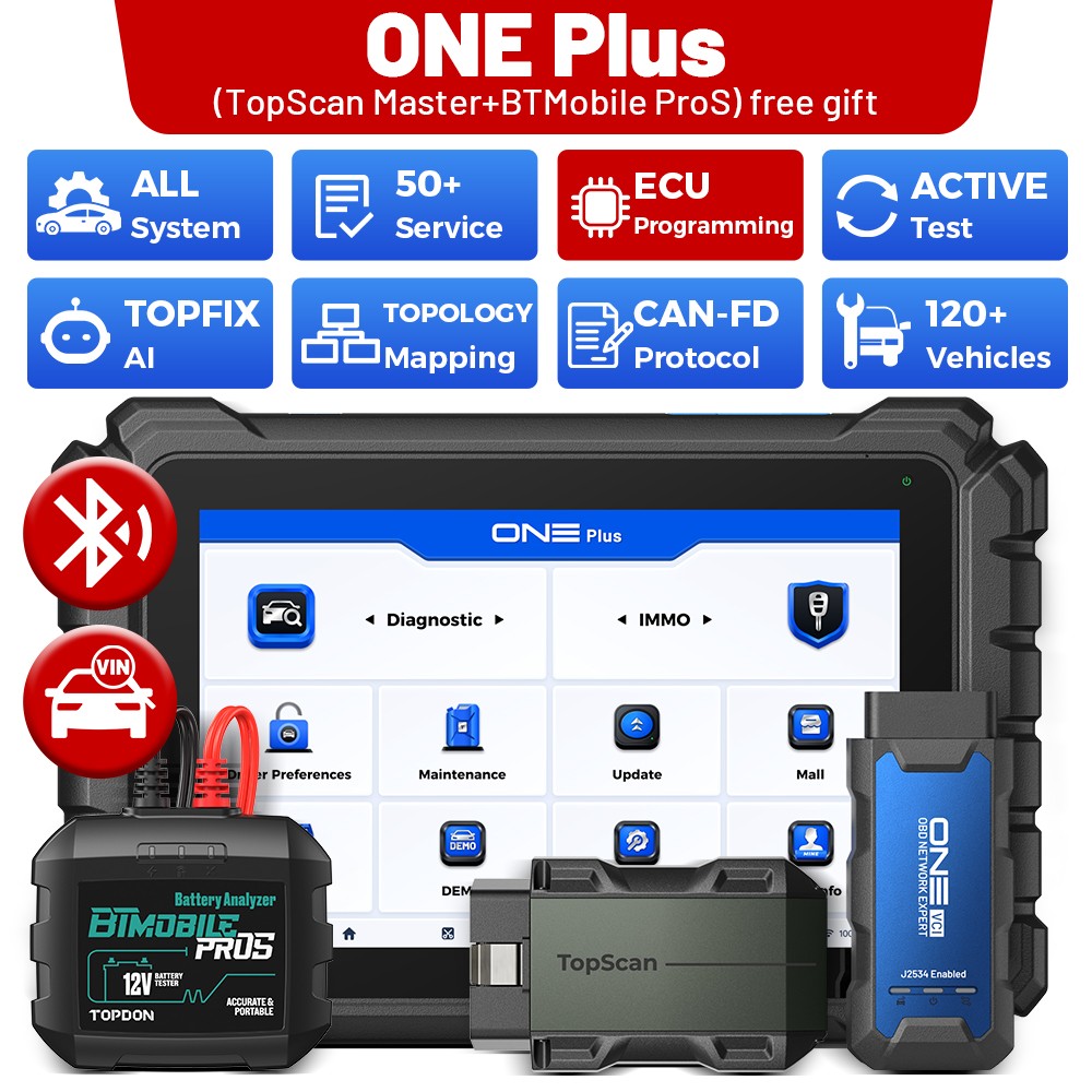 TOPDON ONE Plus OBD2 Scanner J2534 ECU Programmer Diagnostic Tool + 2 Free Gifts