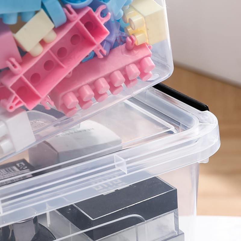 8-Pack Storage Latch Bins with Lids/Handle, 5 Quart Clear Plastic Latching Or...