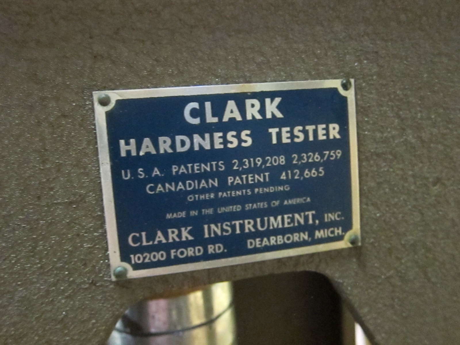 Clark Hardness Tester Model S8A, Used/Untested, Comes w/ Stand by Freight