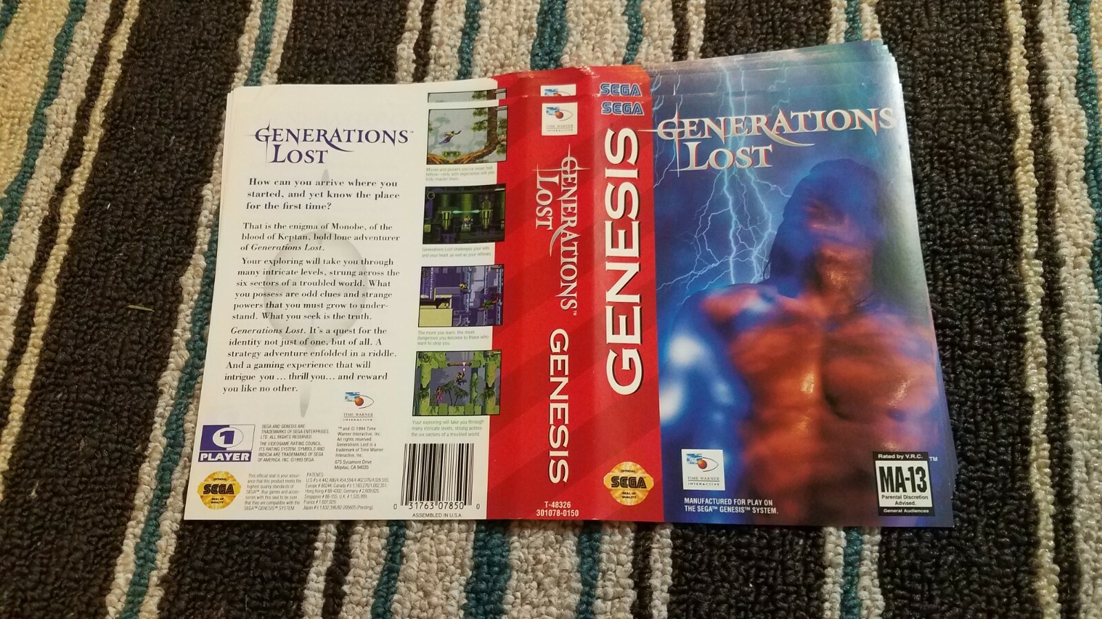 BOX ART ONLY Generations Lost Original Sega Genesis Case Sleeve