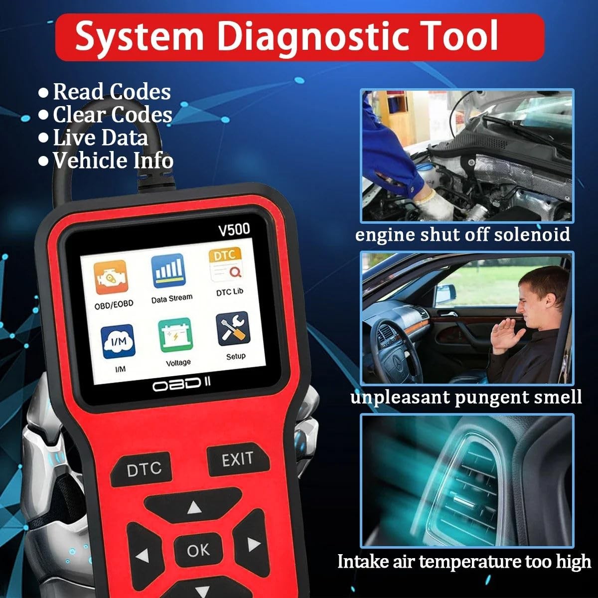 V500 OBD2 Scanner Diagnostic Tool Code Reader Live Data Check Engine Light