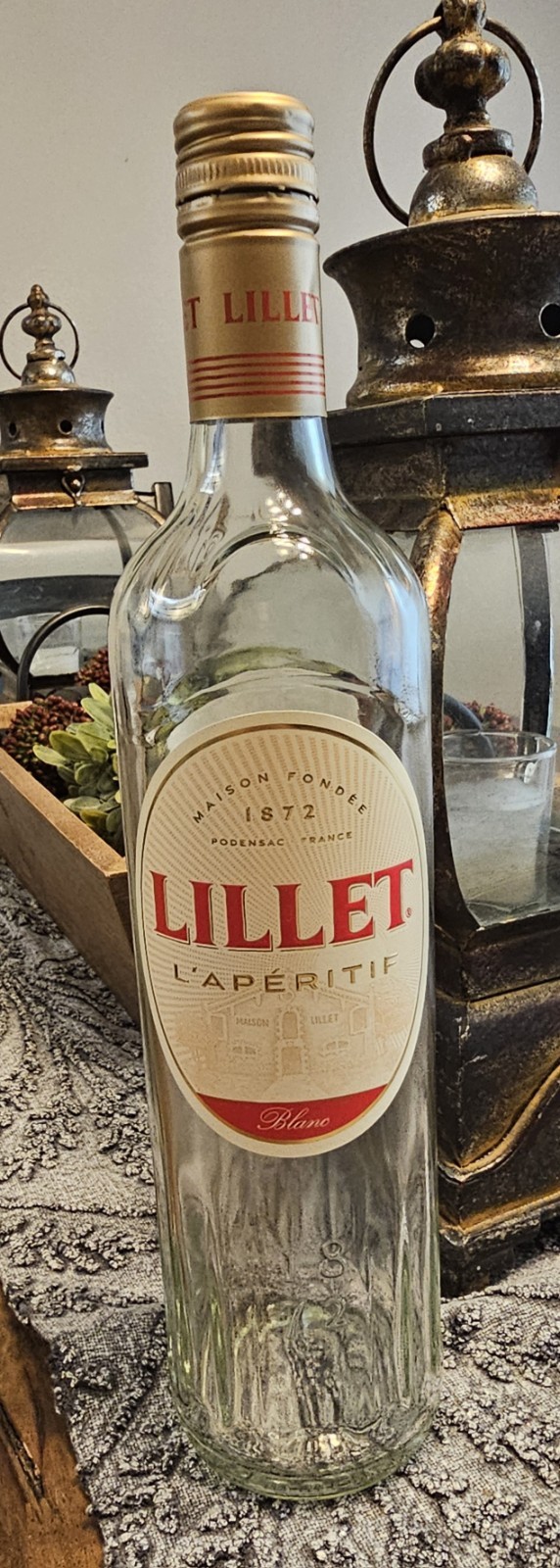 Lillet L'Aperitif Blanc Empty Bottle (750 ml) Craft Project Decor Collectible