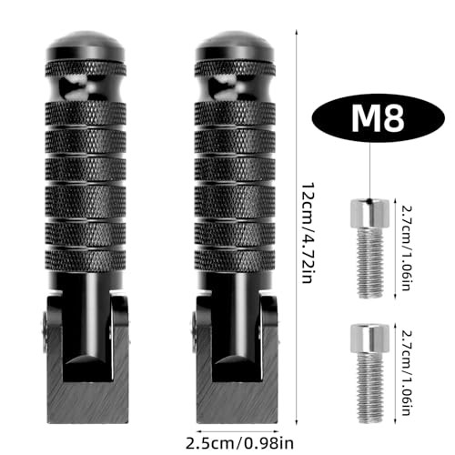 2pcs M8 Cnc Motorcycle Foot Pegs, 90 Degree Foldable Motorcycle Pedals