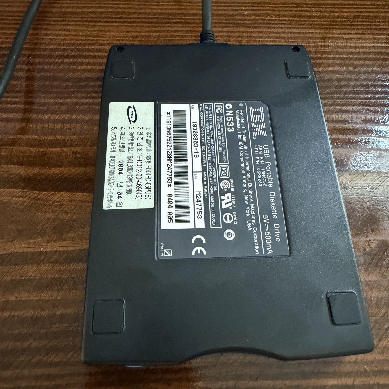 IBM Thinkpad USB Portable Diskette Drive External 3.5" FD-05PUB Tested Working