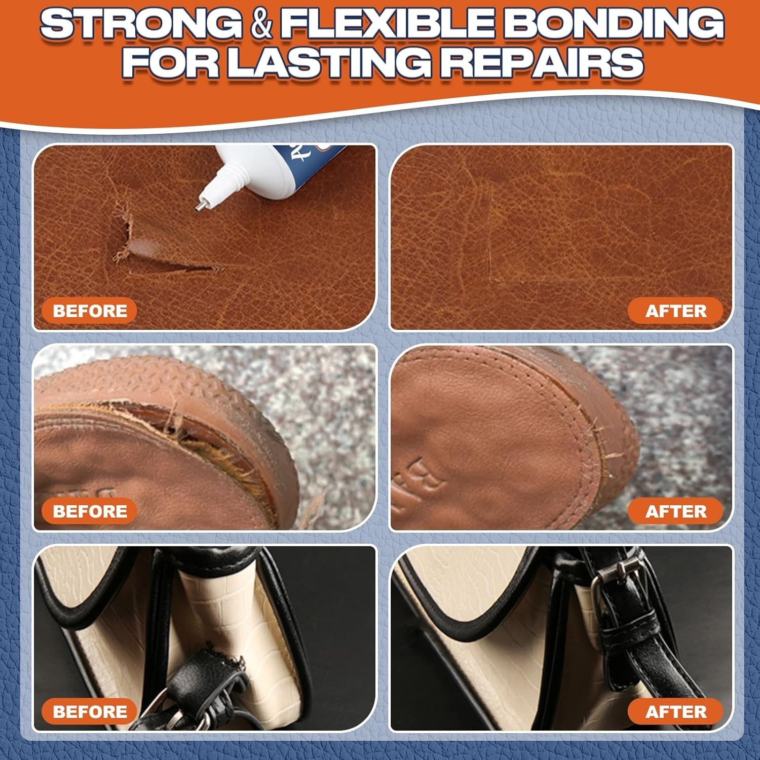 Leather Glue, 60ml Strong & Flexible Leather Adhesive – Waterproof, Quick-Dry &