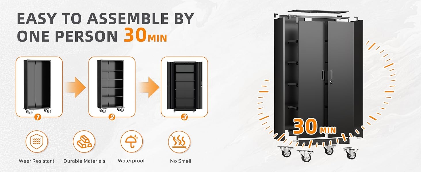 Heavy Duty Tool Cabinets, Garage Storage Cabinet Adjustable Shelves & Lockable