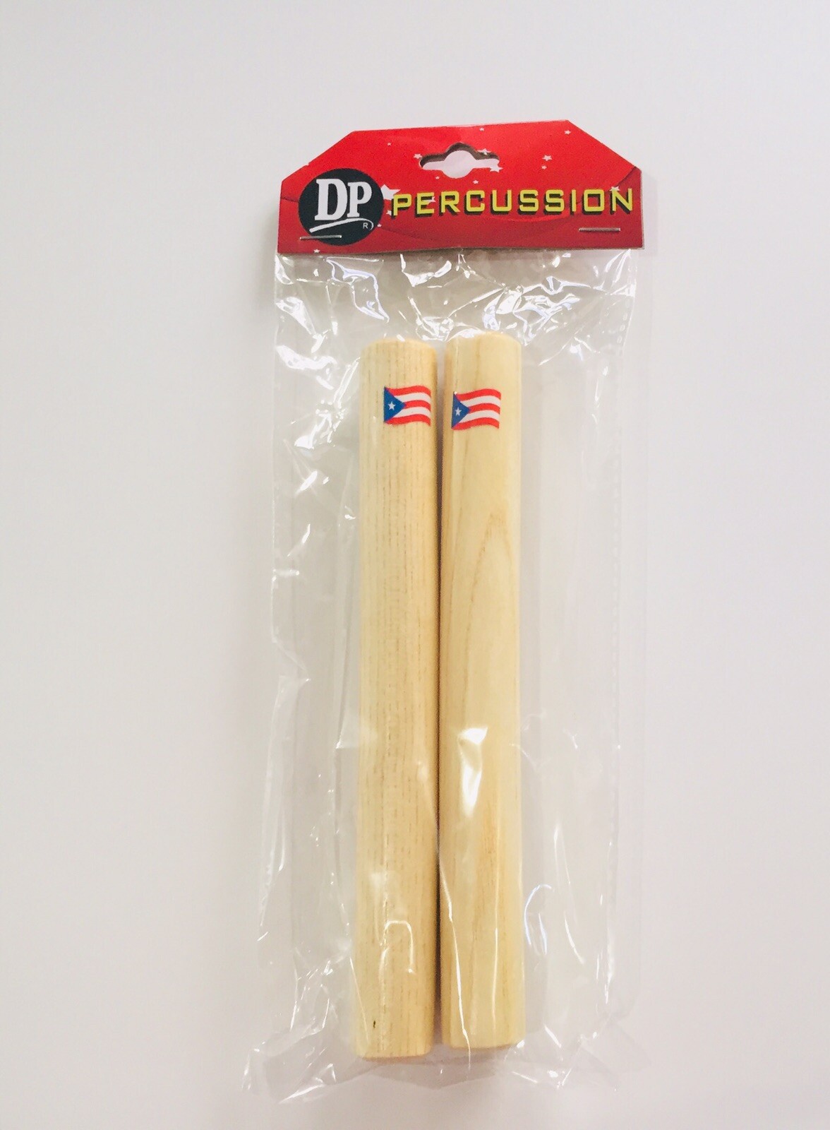 Wood Clave Set Aprox 8”/Set De Claves DP Percussion Puerto Rico Flag Design